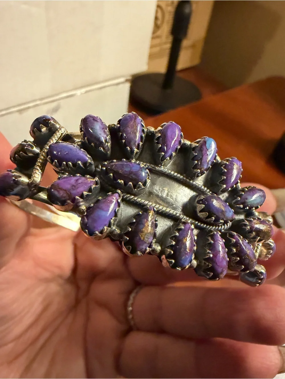 925 Sterling Purple Mohave Southwestern Cluster  Cuff Bracelet 7” - 27.3 g